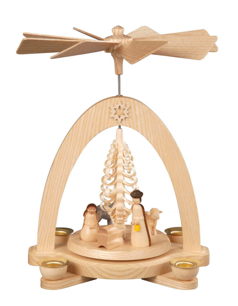 Christmas pyramid Holy Family, nature, 20 cm by Albin Preißler