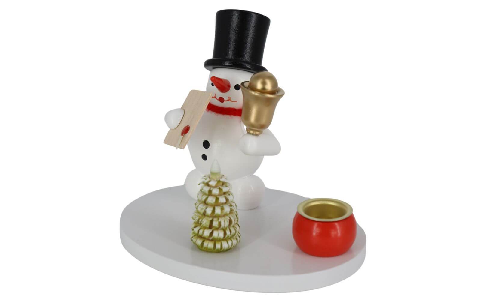 Candle holder with snowman crier, colored, 8 cm by Ralf Zenker_2