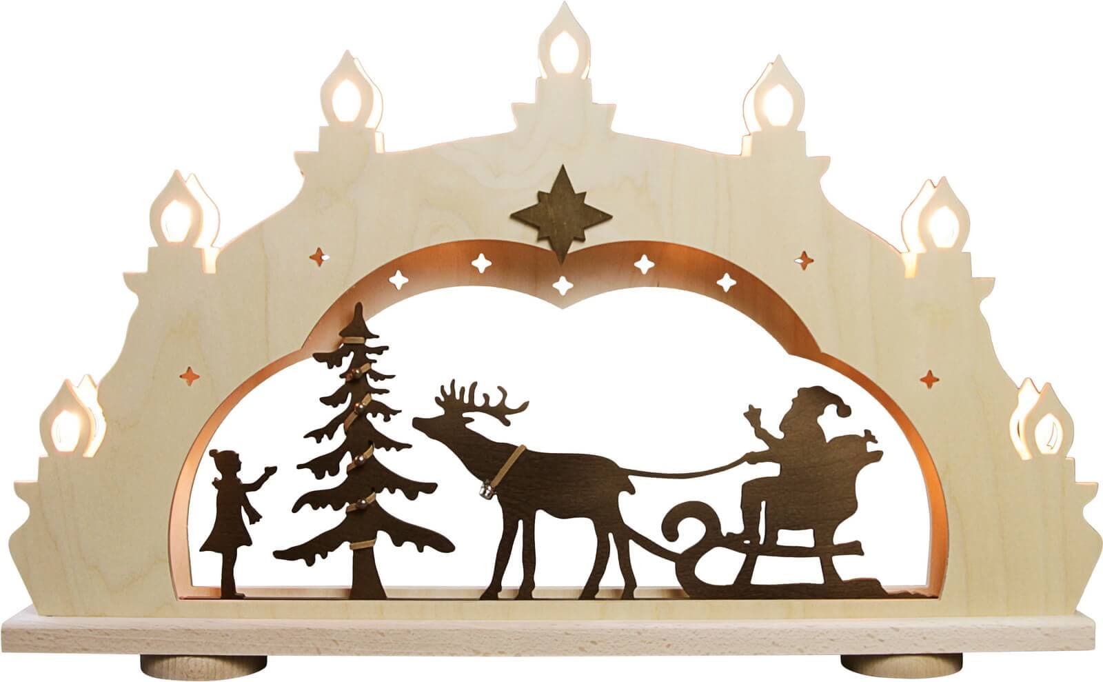 LED Candle Arch Rustic Santa Claus on sleigh, 52 cm by Weigla