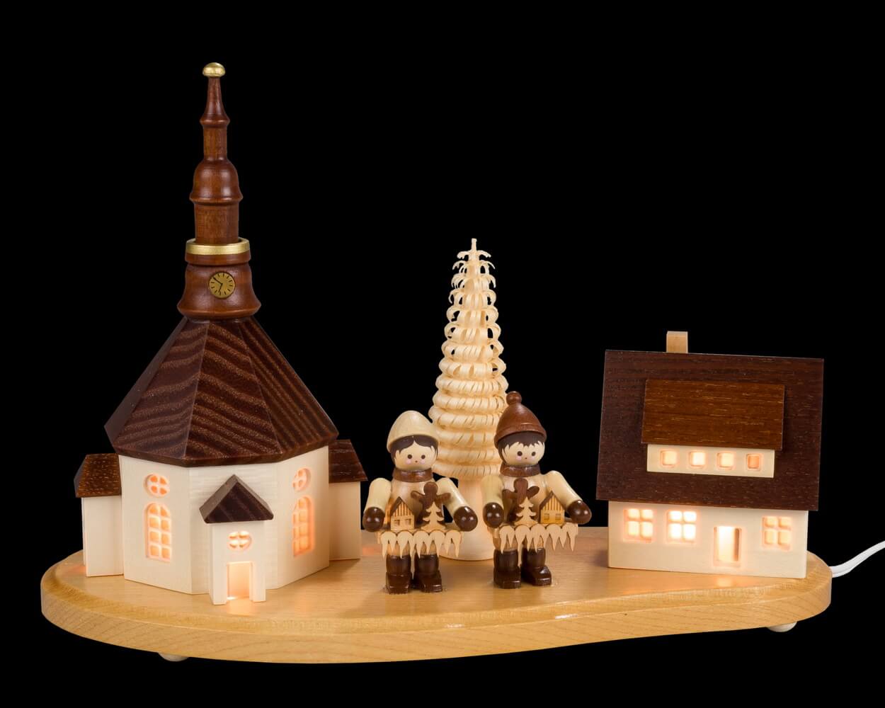 Pedestal Seiffen village with 2 Striezel children by SEIFFEN.COM_2