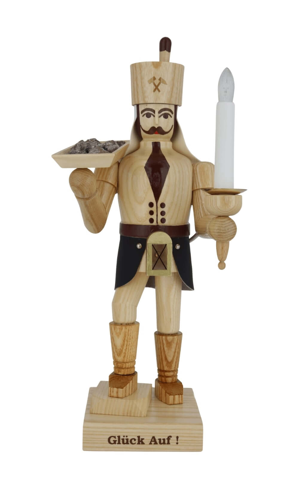 Miner with ore pan and miner's lamp, natural, 34 cm / 13,4 inch from SEIFFEN.COM_5