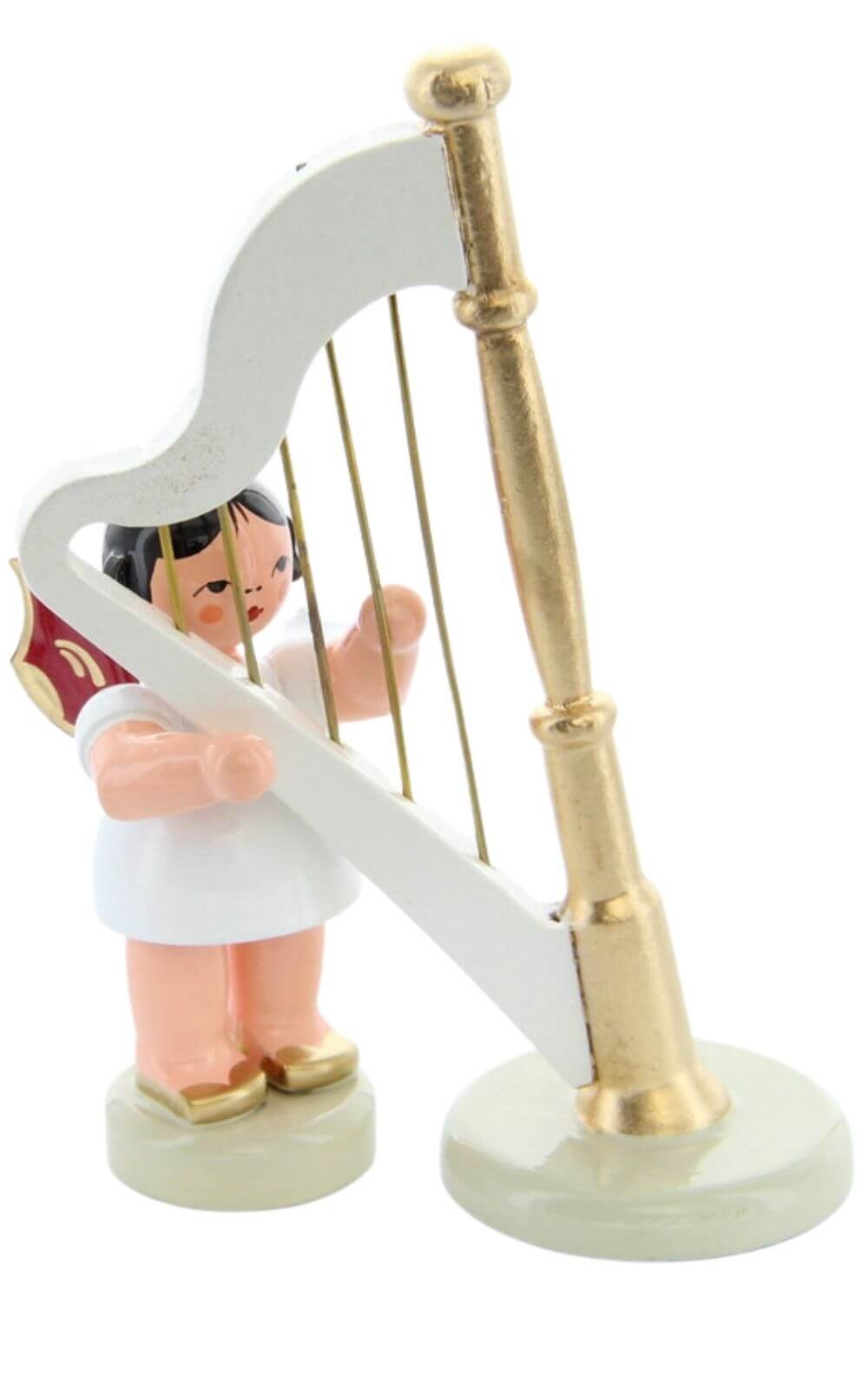 Christmas angel with harp and red wings by Figurenland Uhlig