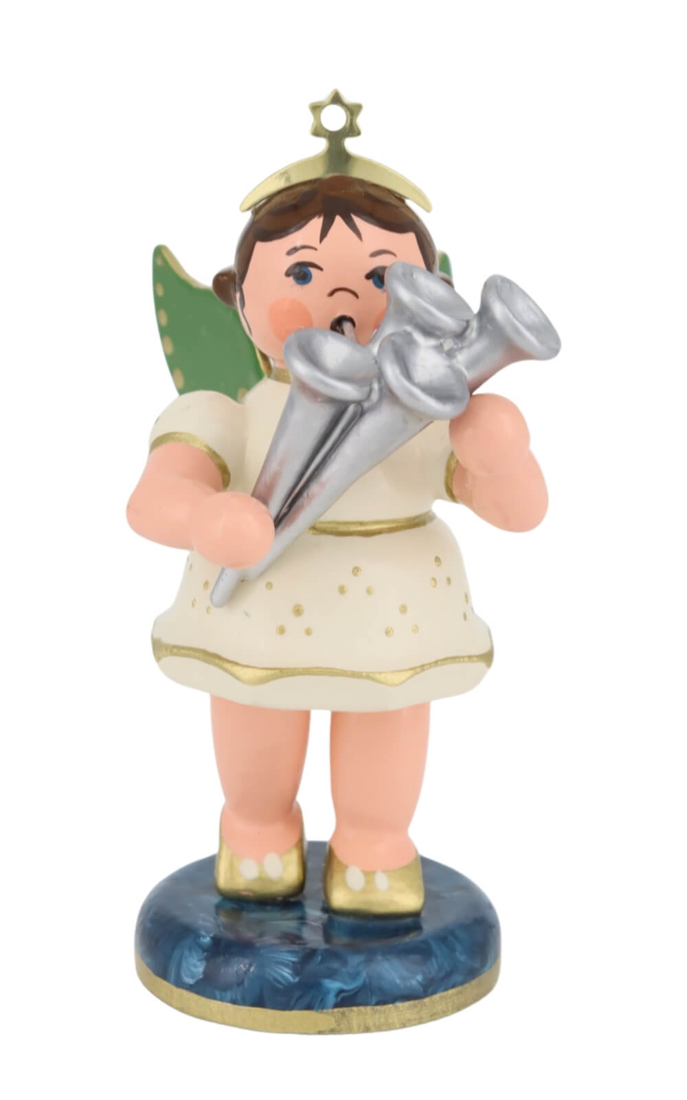 Miniature Christmas Angel with Shawm, 7 cm (2.76 inches) by Hubrig Volkskunst - Made in Germany_1