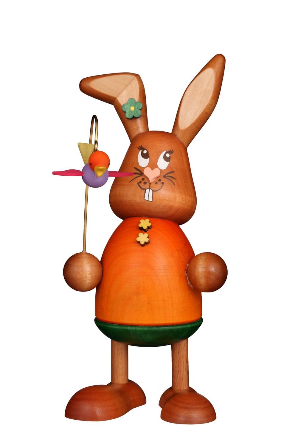 Easter Bunny Girl with Bird, 6.3 inches (16 cm) by Christian Ulbricht, Made in Germany