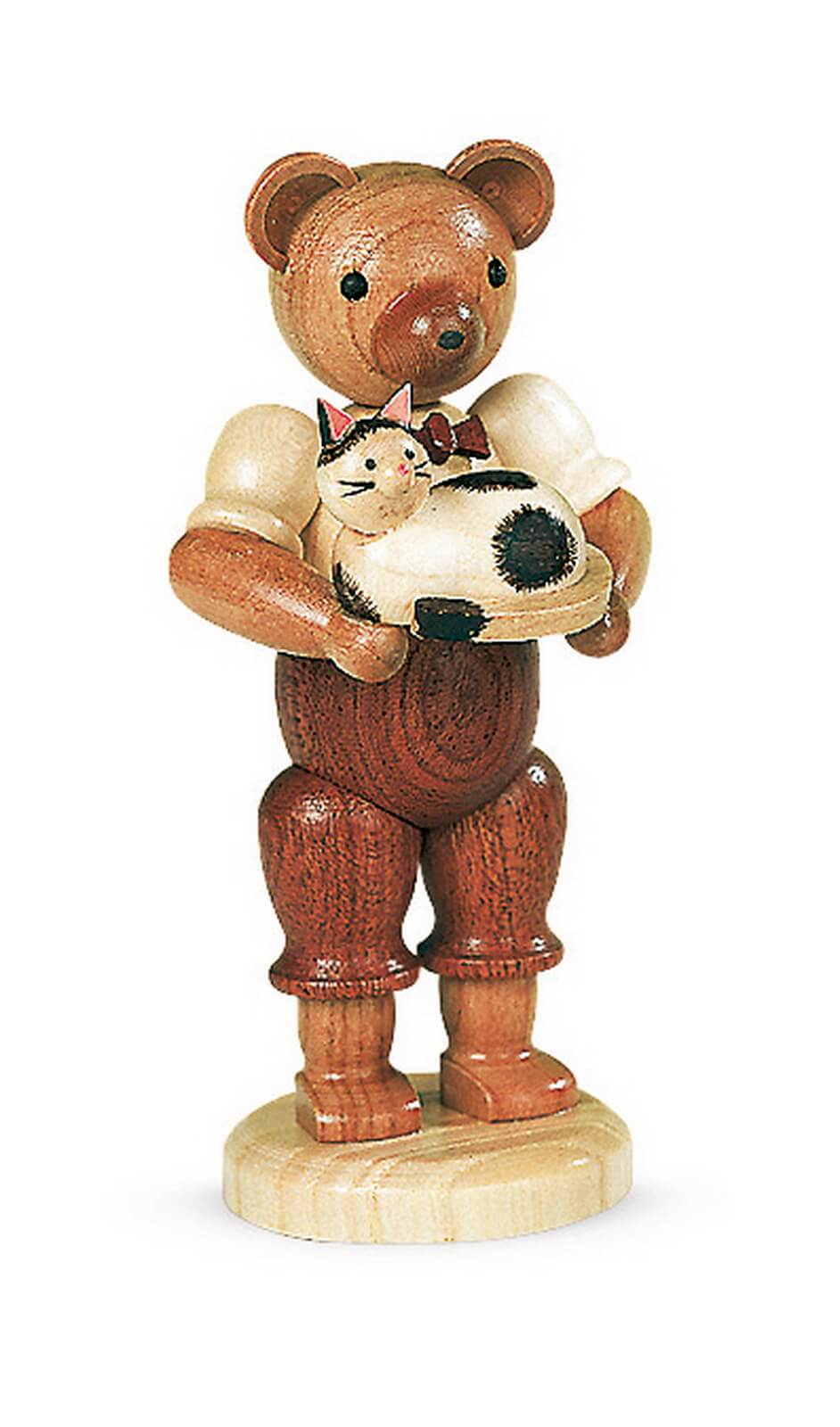 Miniature teddy bear with cat by Müller Kleinkunst