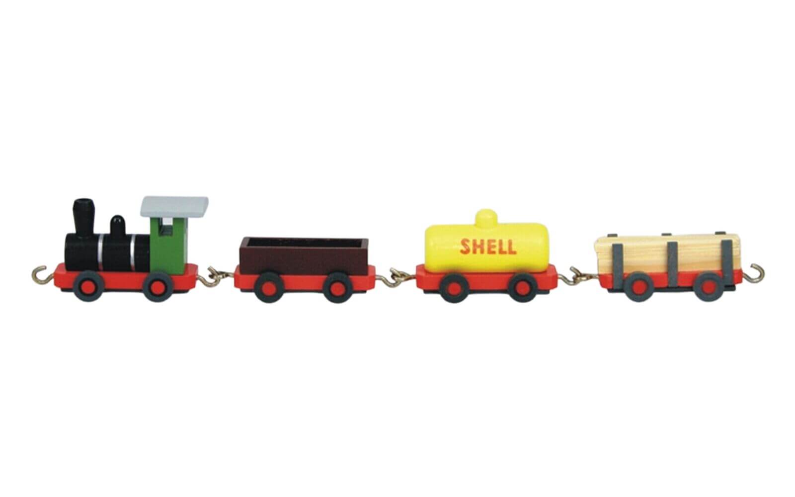 Wooden goods train, coloured, 26 cm by Stephan Kaden