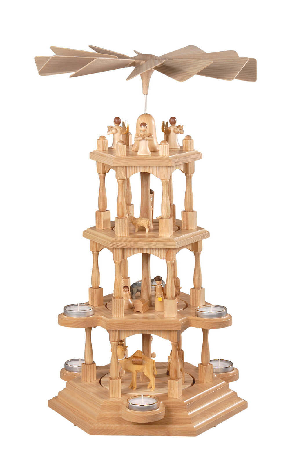 Christmas pyramid for tealights Holy Family, 4-storey by Albin Preißler