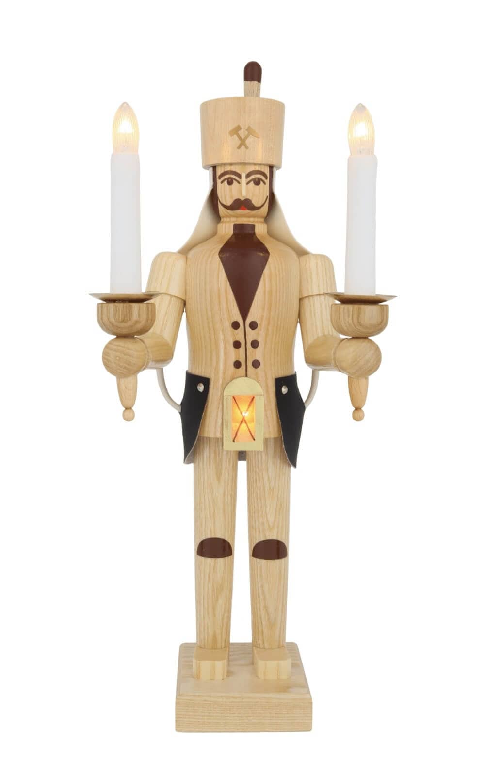 Wooden miner, 38 cm / 15 inch, natural, electrically illuminated by SEIFFEN.COM_4