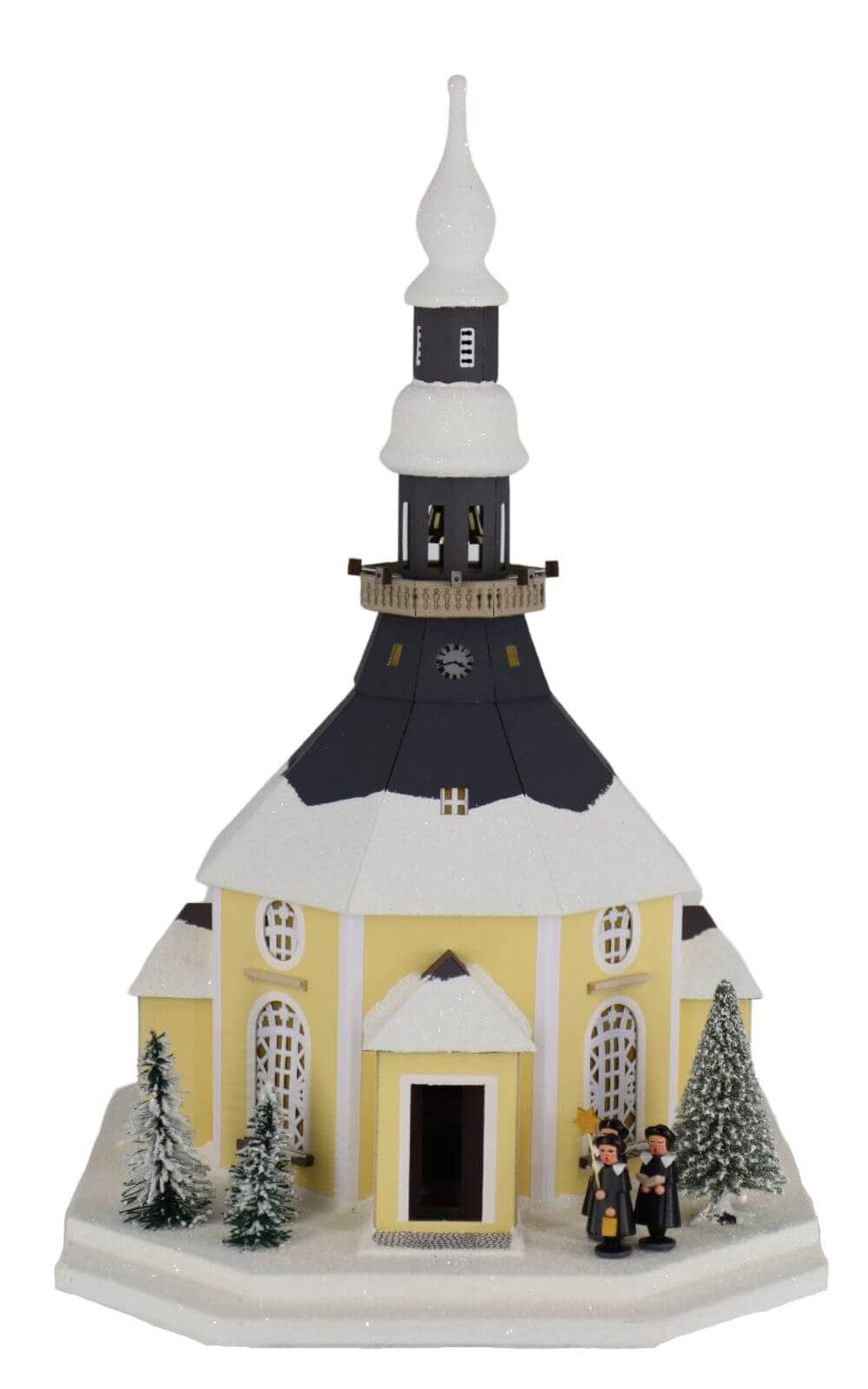 LED house of lights Seiffen church with illuminated Christmas tree, 43 cm by Birgit Uhlig_2