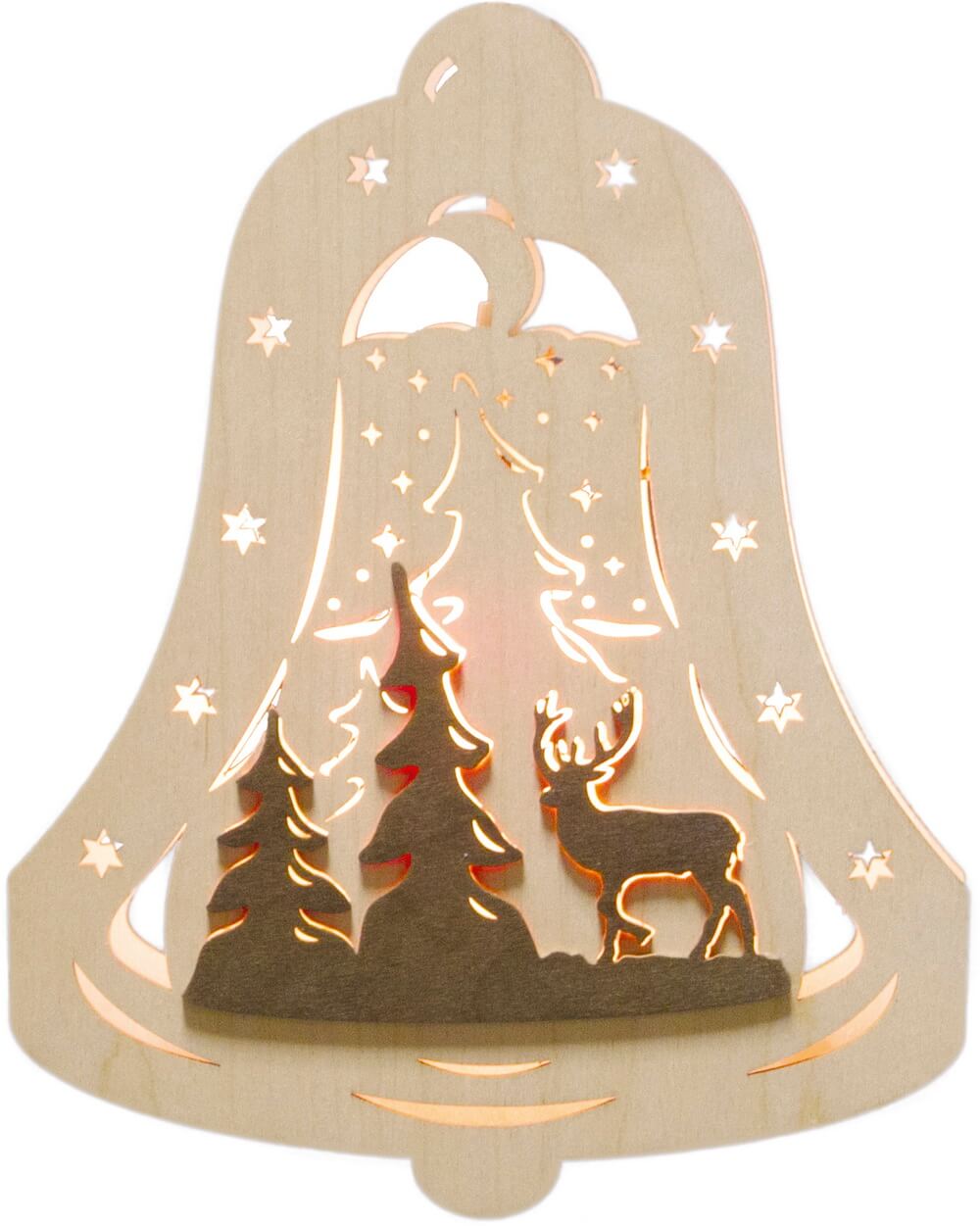 Illuminated window picture bell with forest motif from Weigla