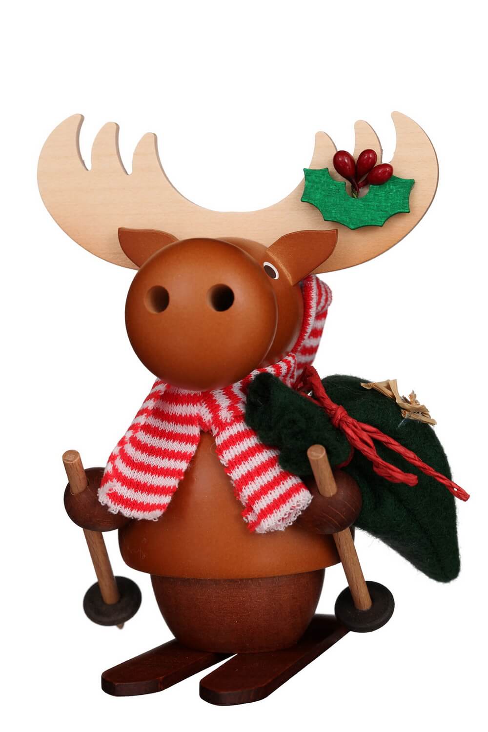 Smoking man moose with skis, 13 cm by Christian Ulbricht