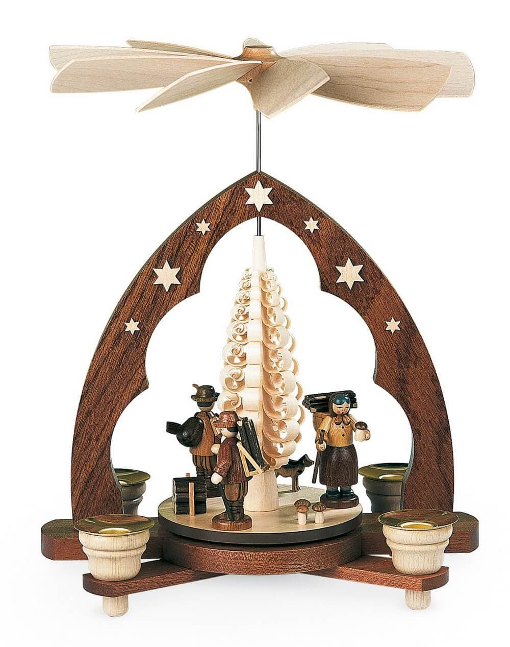 Christmas pyramid forest people pointed arch, Müller small art from the Erzgebirge