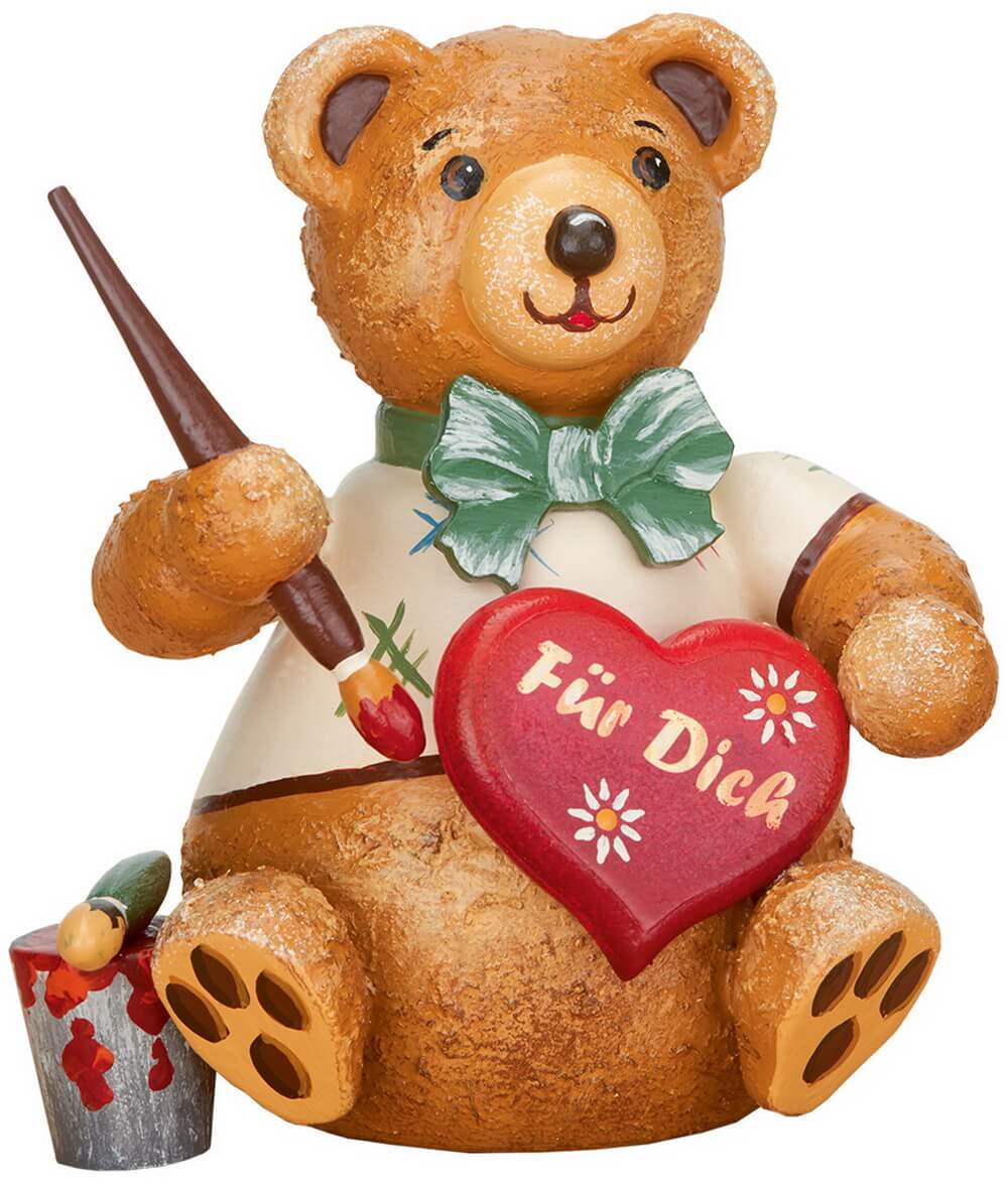 Hubiduu Teddy heart painter by Hubrig folk art