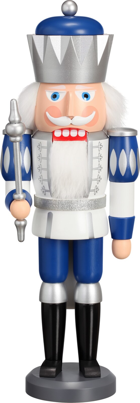 Nutcracker King Exclusive white-silver-blue, 40 cm by Seiffener Volkskunst eG
