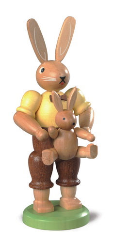 Easter bunny - father with child, colored by Müller Kleinkunst