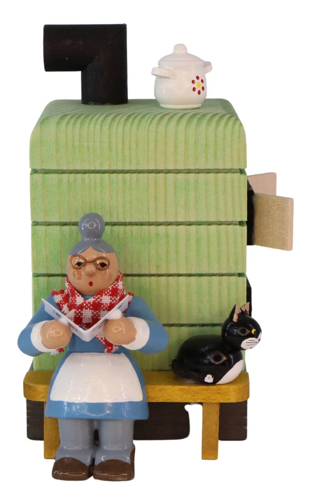 Smoking man Grandma at the tiled stove, 10 cm by Richard Glässer_2