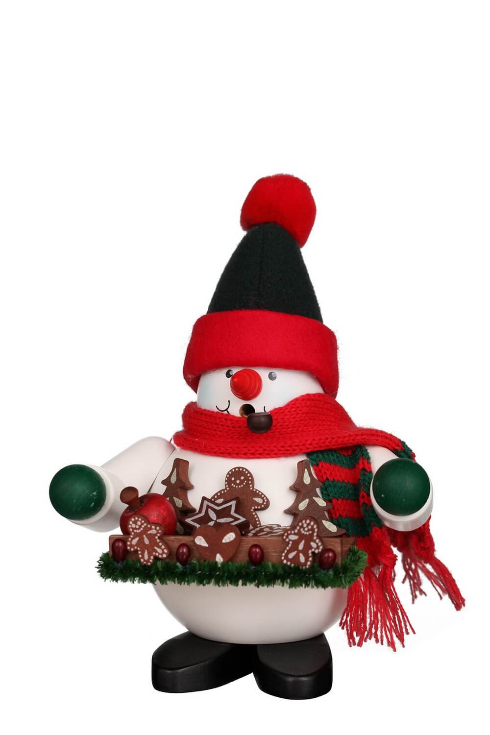 Smoking man snowman with gingerbread, 18 cm, colored by Christian Ulbricht