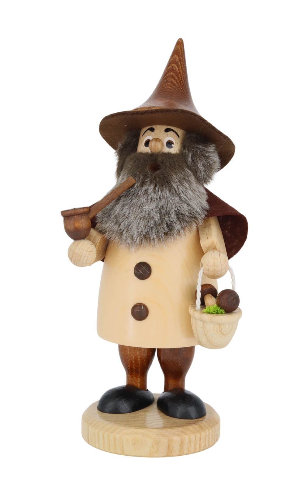 Authentic German Holiday Tradition with the Incense Smoker Gnome Mushroom Picker, 20 cm / 7.9 inch by DWU Drechselwerkstatt Uhlig, Made in Germany_2