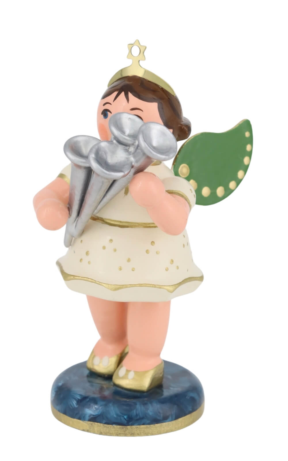 Miniature Christmas Angel with Shawm, 7 cm (2.76 inches) by Hubrig Volkskunst - Made in Germany_3