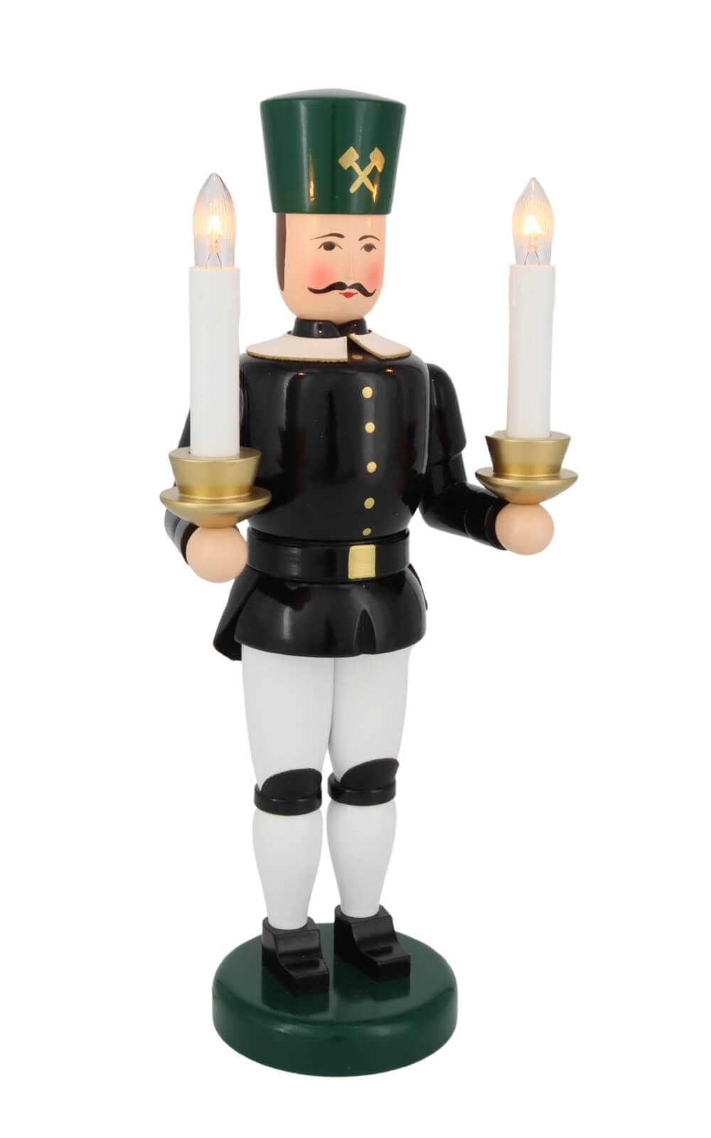 Angel and miner white - gold, 36 cm, electrically illuminated by Holzkunst Gahlenz_4