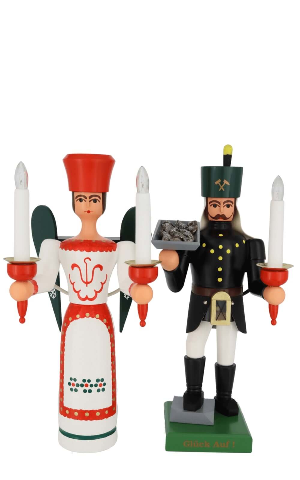 Angel and miner, 34 cm / 13,4 inch with ore bowl and belly lamp, electrically illuminated by SEIFFEN.COM_4
