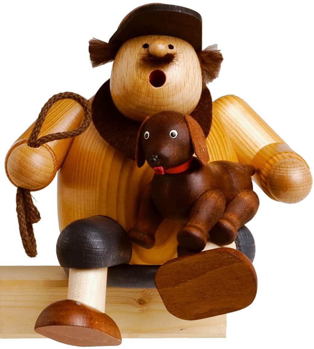Smoking man edge stool dog friend, 14 cm by KWO