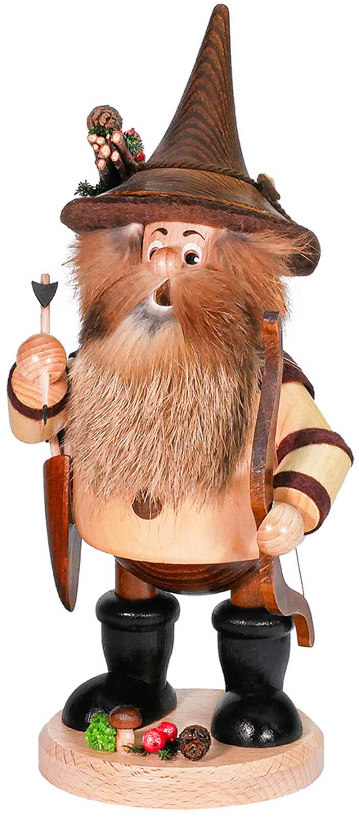 Incense Smoker Gnome with Bow, 26 cm, 26 cm by DWU Drechselwerkstatt Uhlig