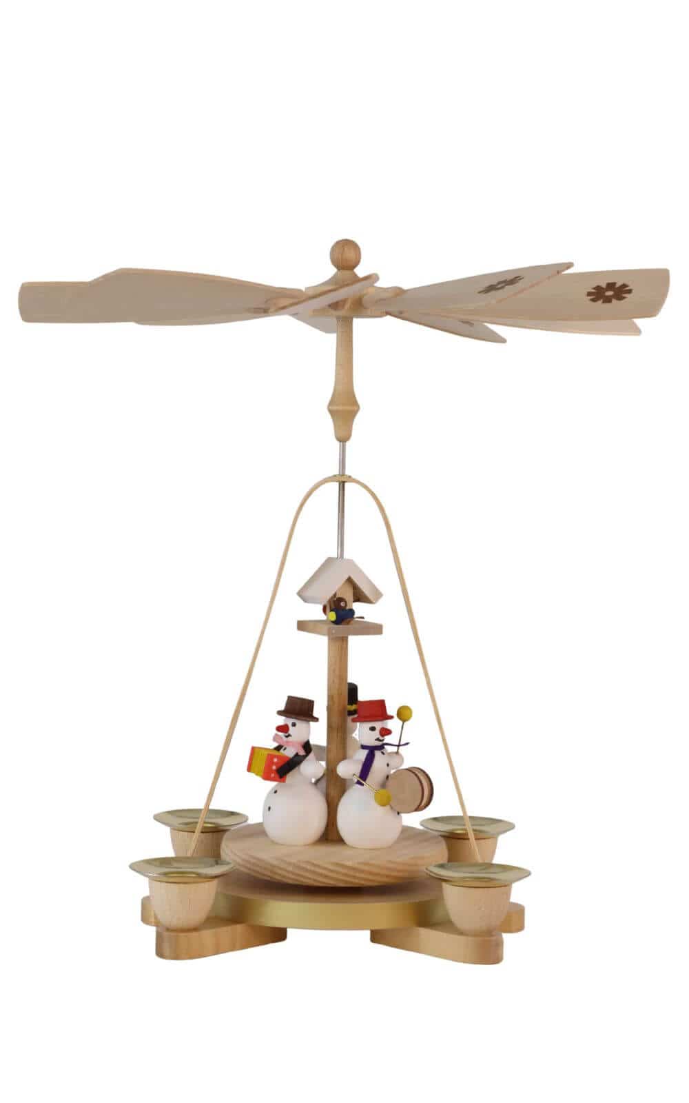 Christmas pyramid with snowmen playing music, 28 cm by Richard Glässer_1