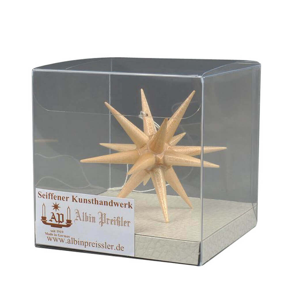 Christmas tree decorations made of wood, Christmas star natural, 7 cm by Albin Preißler