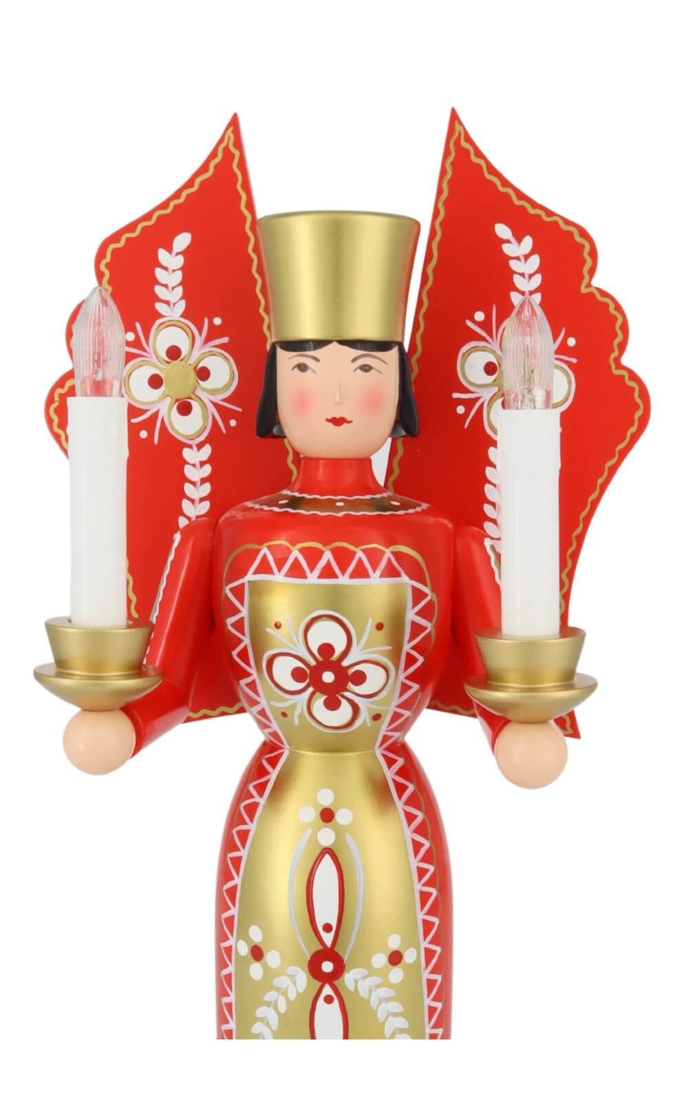 Christmas angel red - gold, 36 cm, electrically illuminated by Holzkunst Gahlenz_4