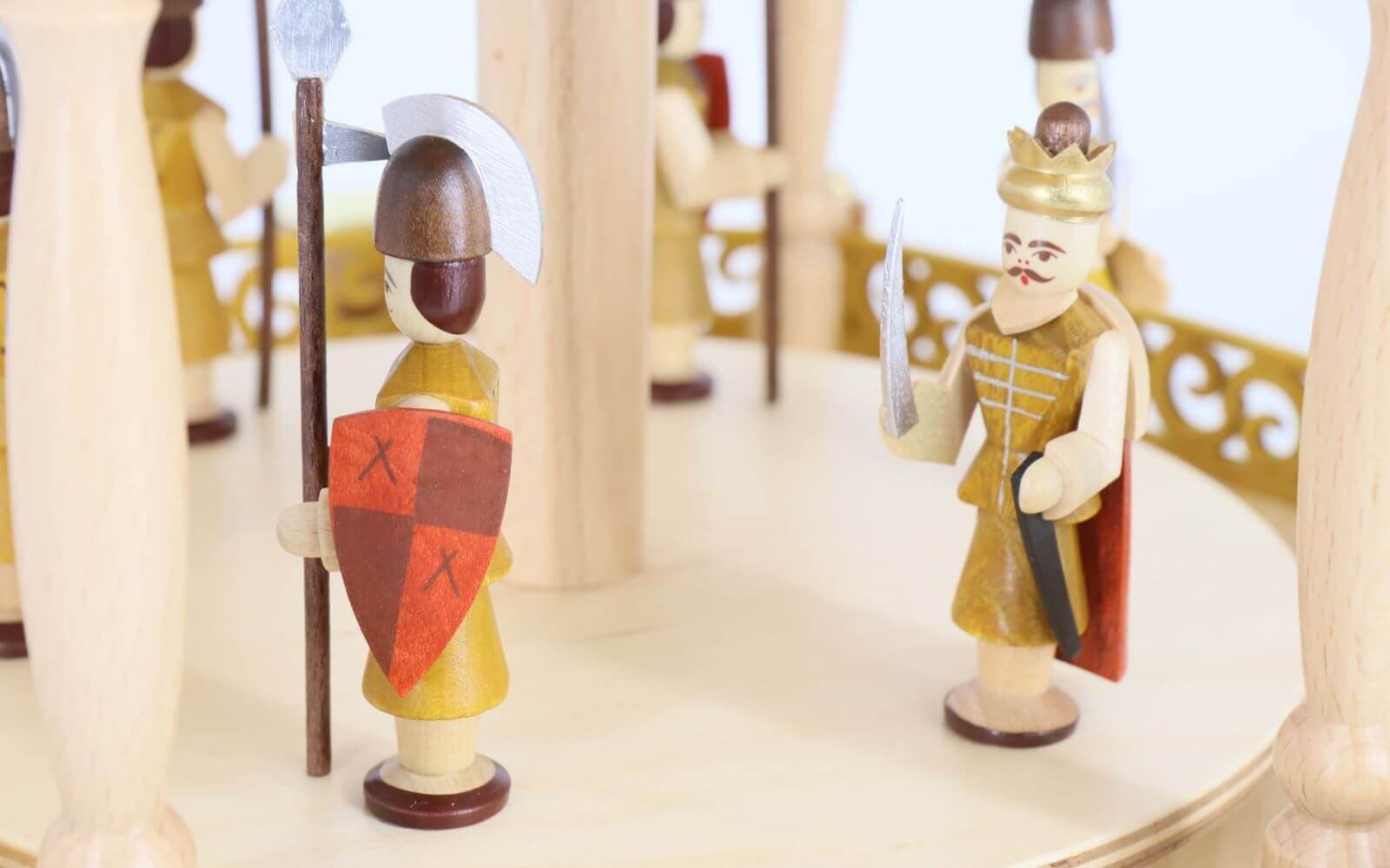Christmas pyramid Nativity, 4-tier, natural with gold decorations by Richard Glässer_2