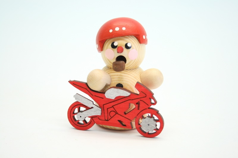 Incense Smoker Biker, Natural with Red Motorcycle by Gerd Hofmann
