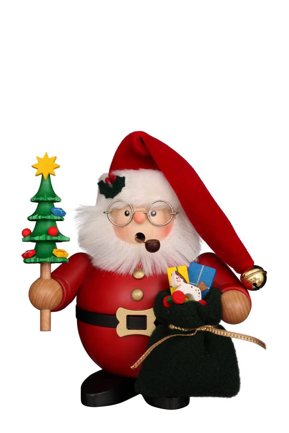 Incense Smoker Santa Claus, red, 6.69 inch by Christian Ulbricht, Made in Germany - A Timeless Masterpiece of Erzgebirge Craftsmanship