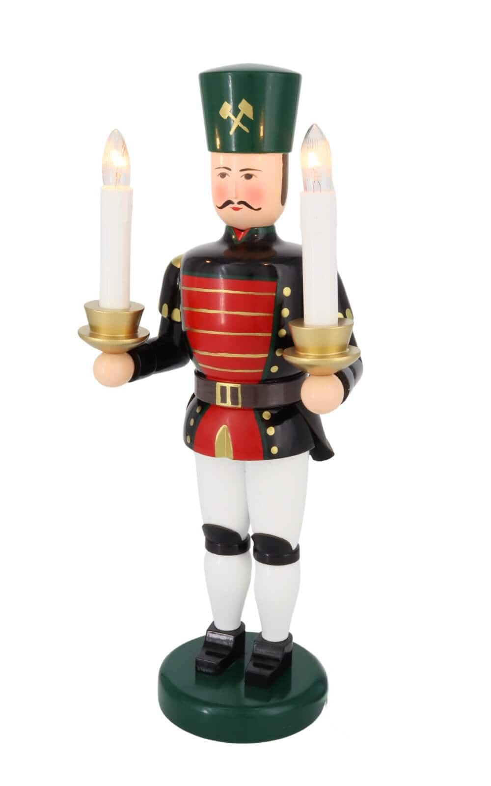 Angel and miner red - gold, 36 cm, electrically illuminated by Holzkunst Gahlenz_3