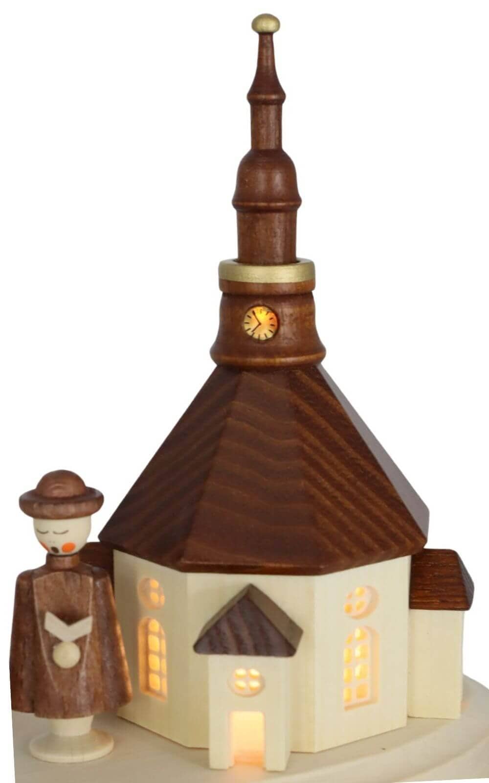 Pedestal with Seiffen village and currende, 20 cm, natural by SEIFFEN.COM_4