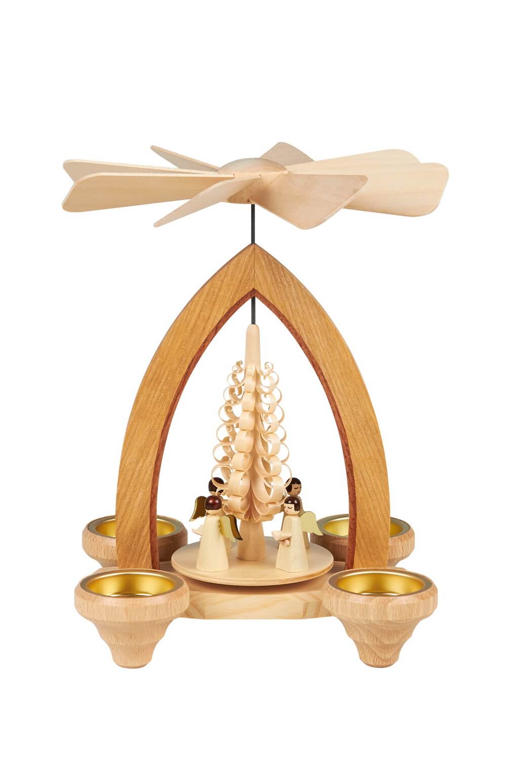Weihnachtspyramide mit Engel, 26 cm für Teelichter von Heinz Lorenz_Bild1