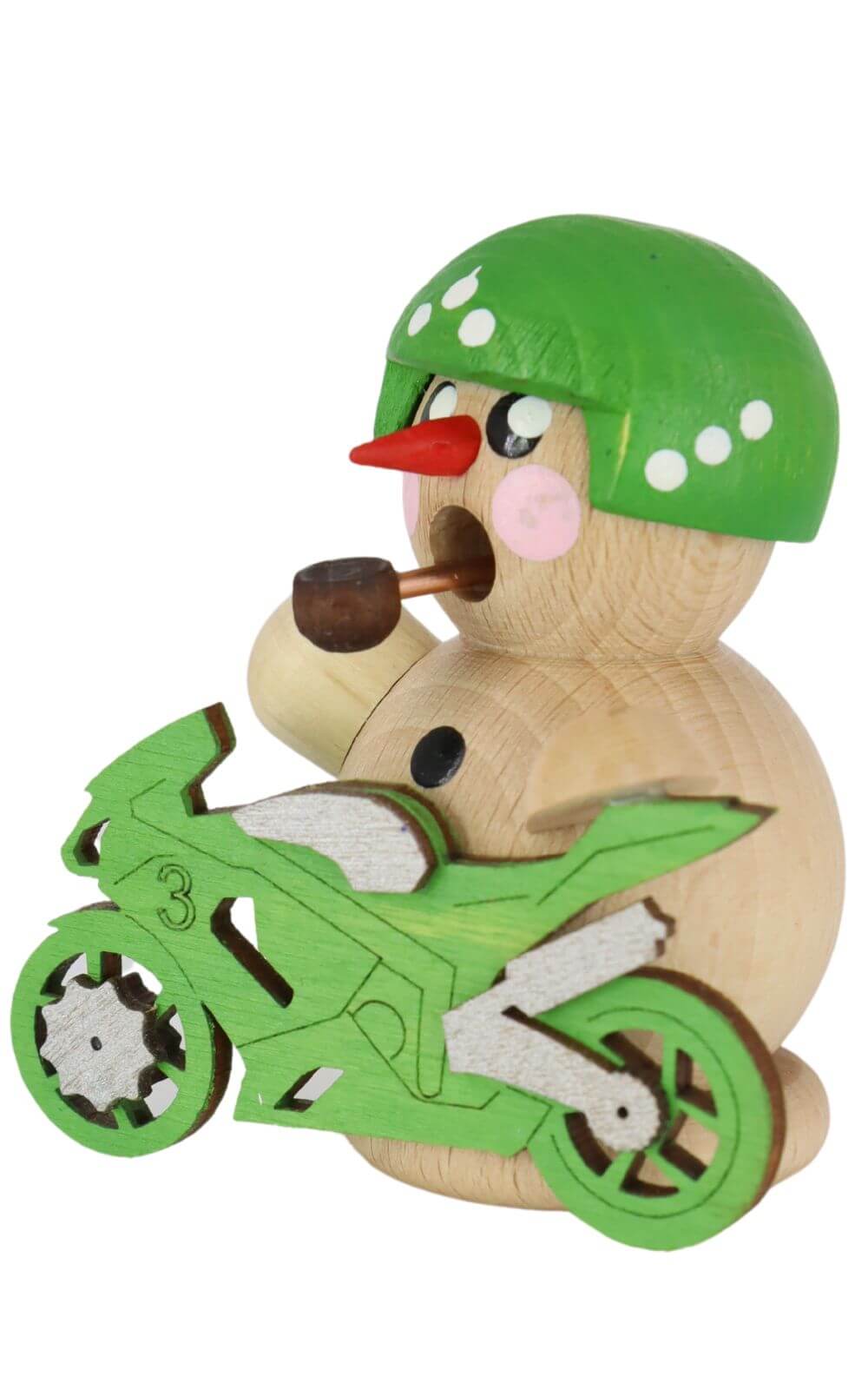 Smoking man biker nature with green motorcycle by Gerd Hofmann_3