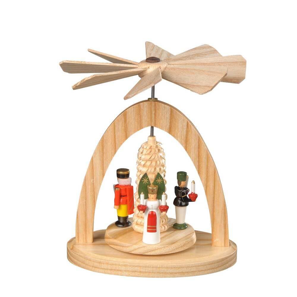 Christmas pyramid - warming game with colorful Christmas figures, 13 cm, natural by Albin Preißler