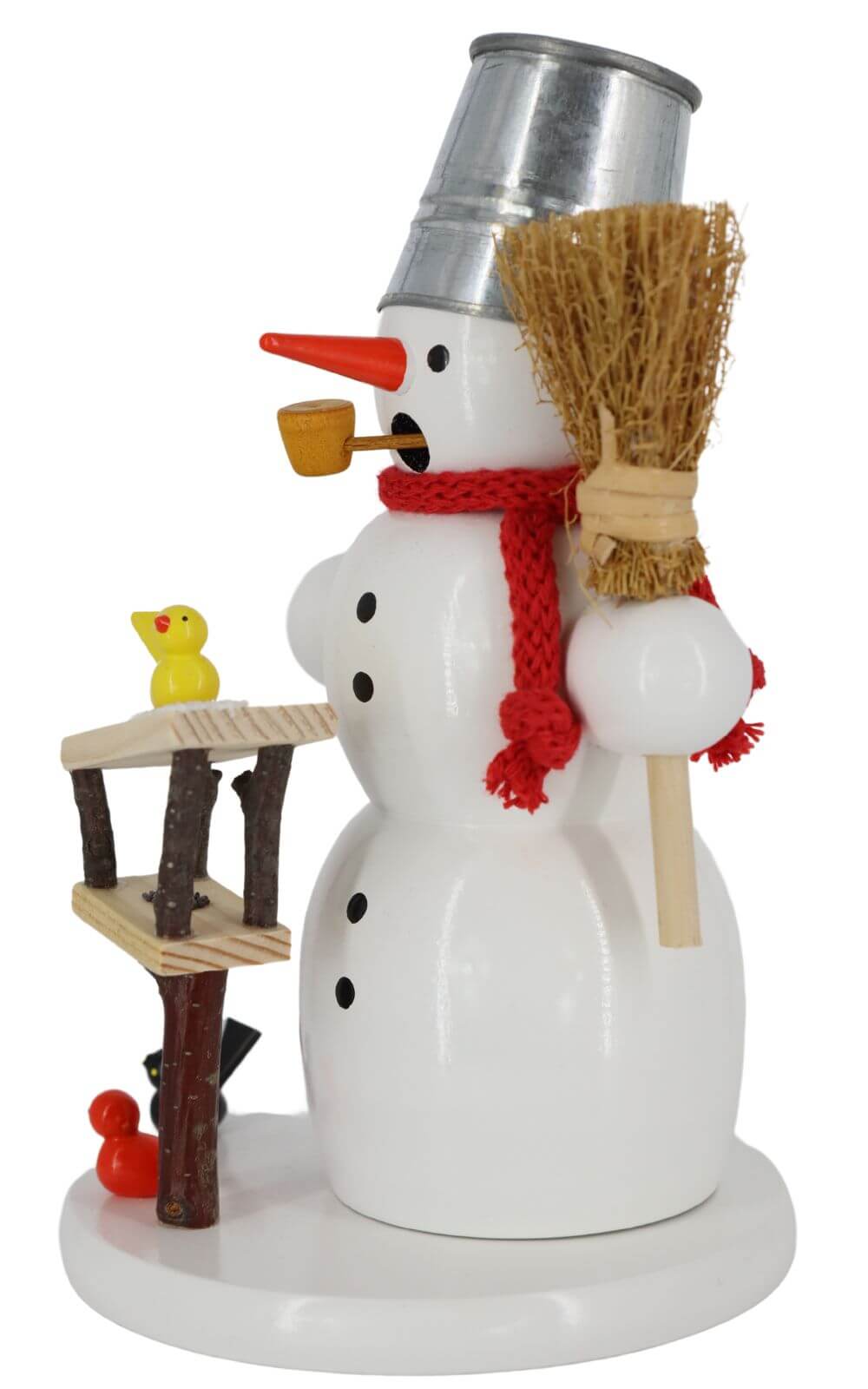 Smoking man snowman with birdhouse, colored, 18 cm by Ralf Zenker_3