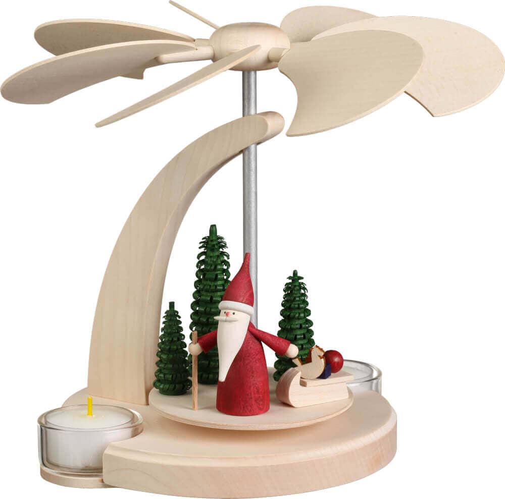 Arch pyramid with Christmas gnome, 18 cm by Seiffener Volkskunst eG