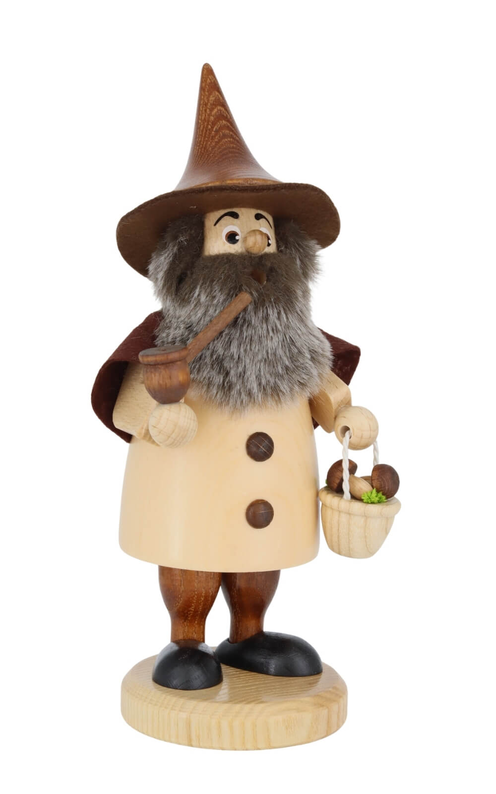Authentic German Holiday Tradition with the Incense Smoker Gnome Mushroom Picker, 20 cm / 7.9 inch by DWU Drechselwerkstatt Uhlig, Made in Germany_1