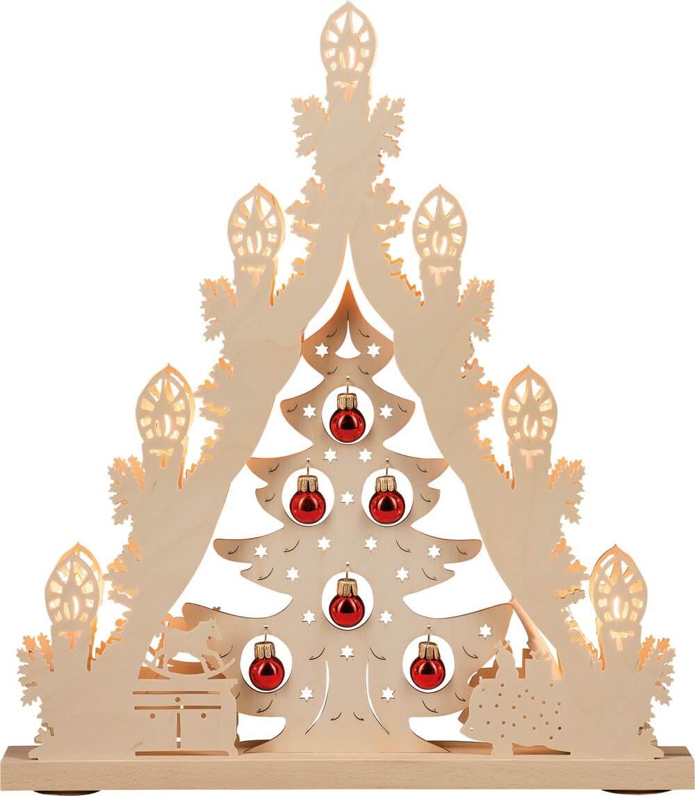 LED lights top Christmas tree with red balls, 43 cm by Weigla