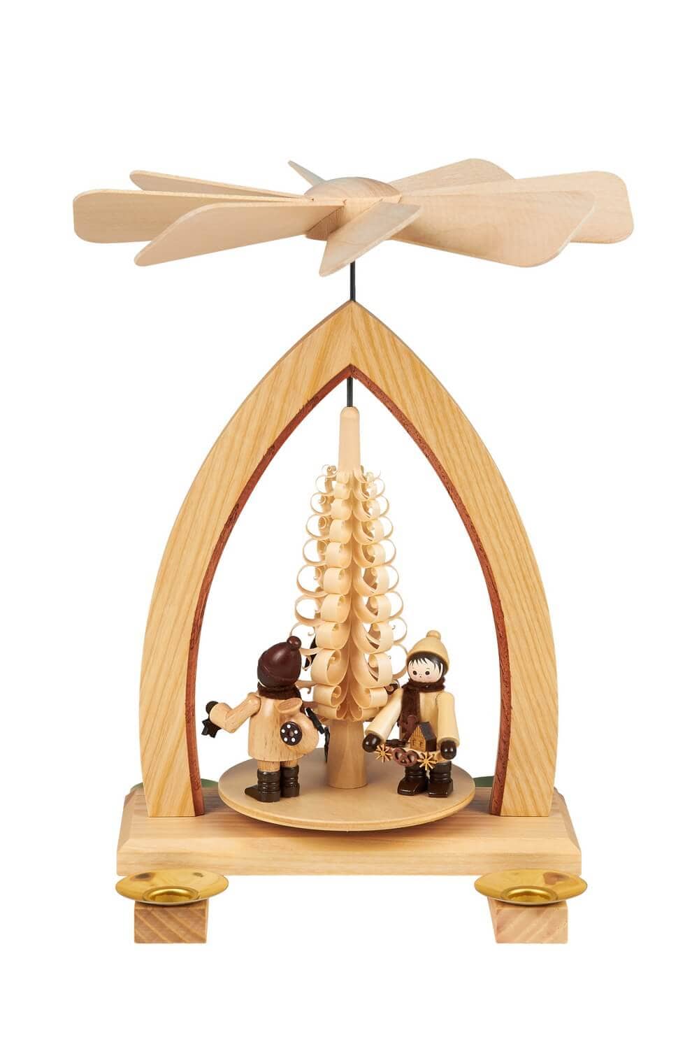 Christmas pyramid with Striezelkinder, natural, 26 cm by Heinz Lorenz