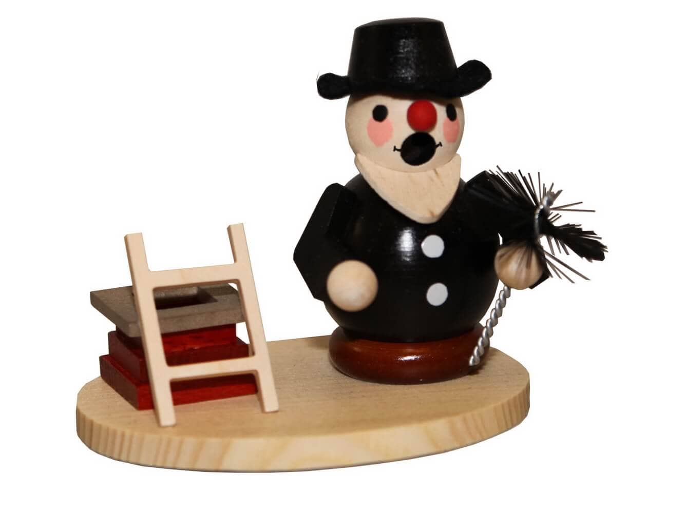 Smoking man chimney sweep with ladder, 8 cm by Ralf Zenker