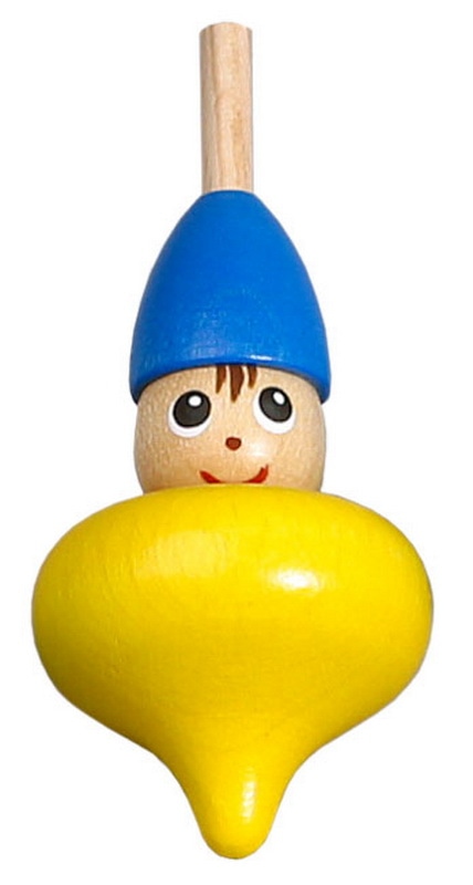 Harlequin table spinning top, yellow, 6 cm by Robbi Weber