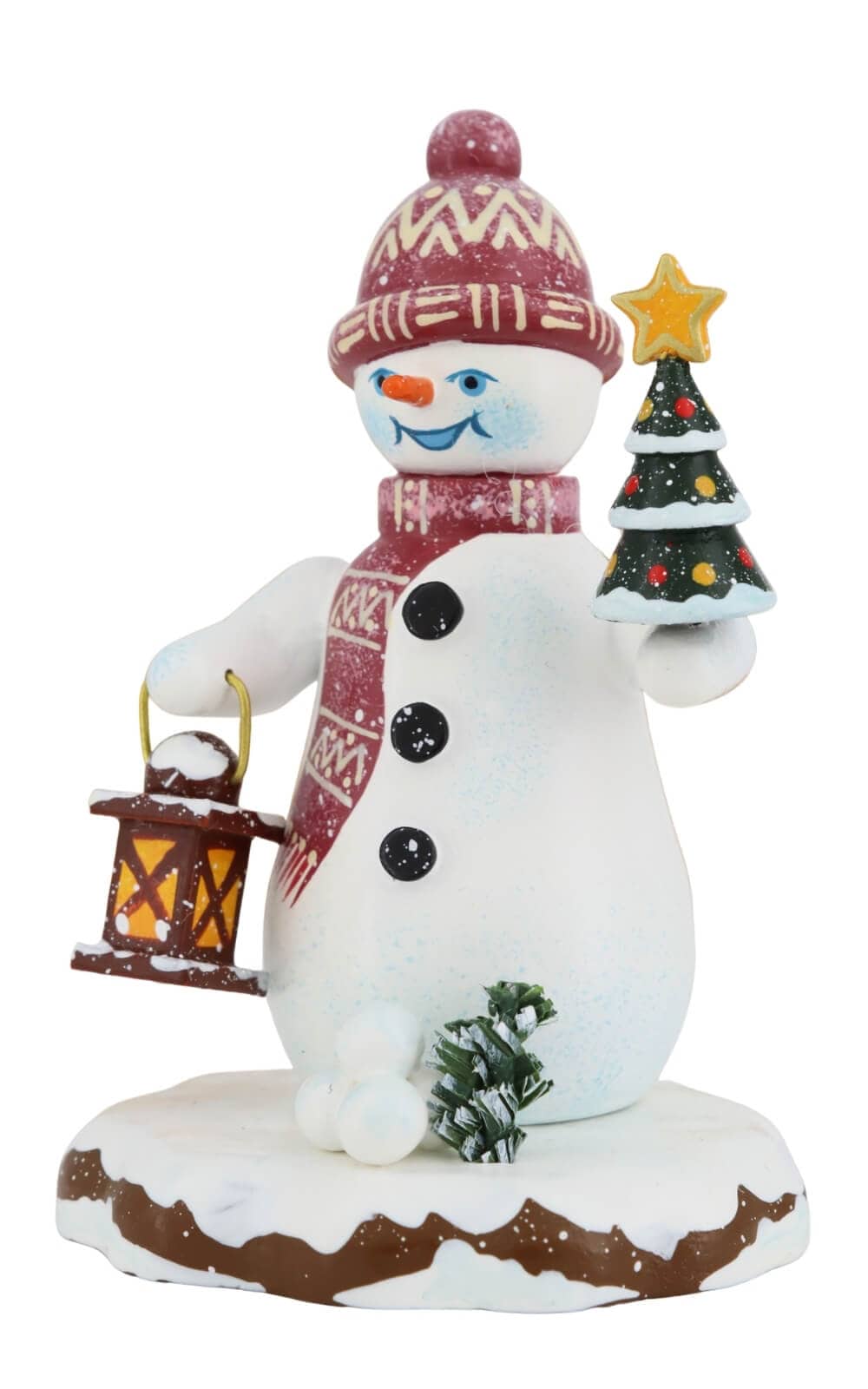 Winter Child Snowman with Fir Tree Lantern, 9 cm (3.54 inch) by Hubrig Volkskunst_2