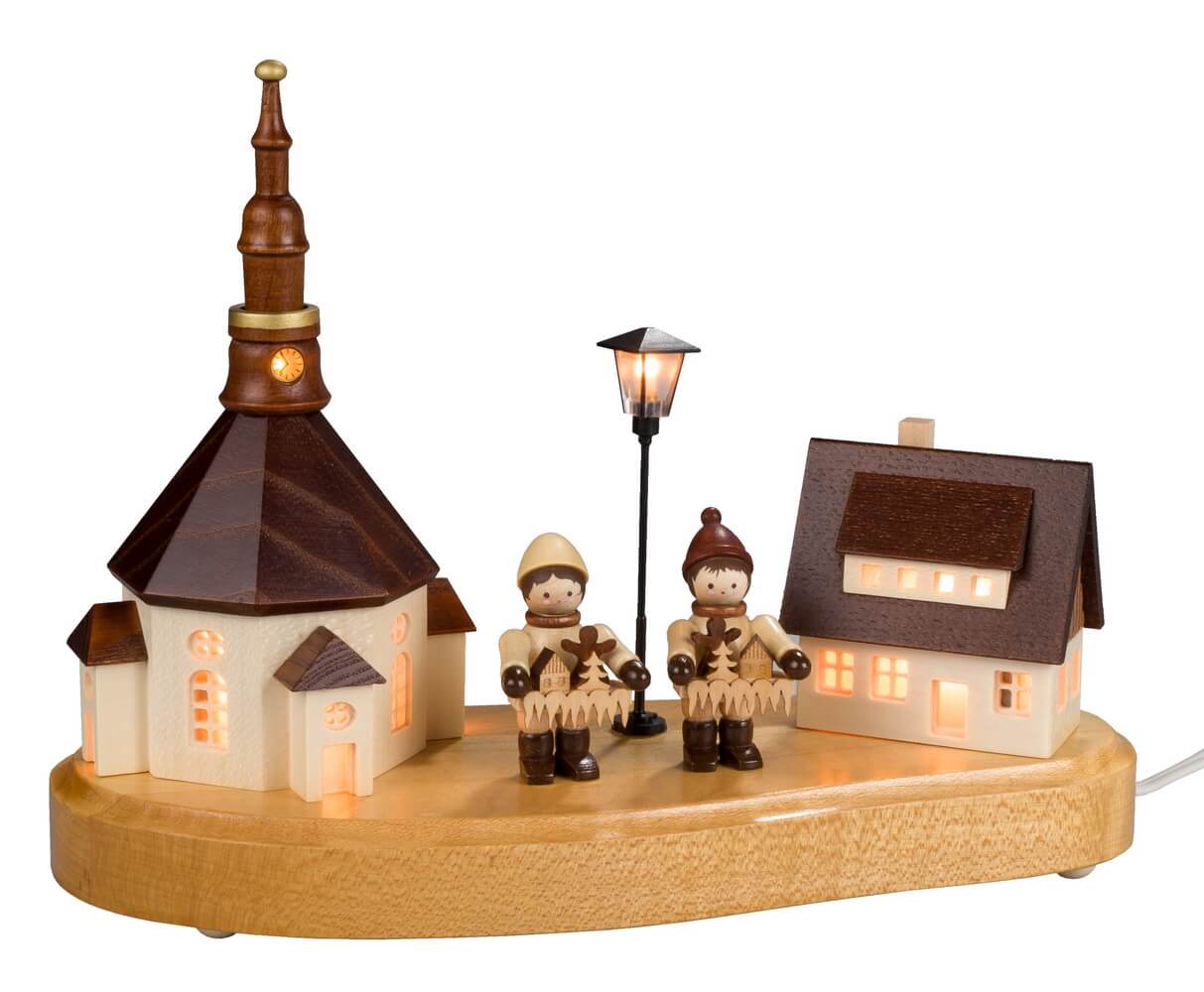 Pedestal board Seiffen village with Striezel children by SEIFFEN.COM