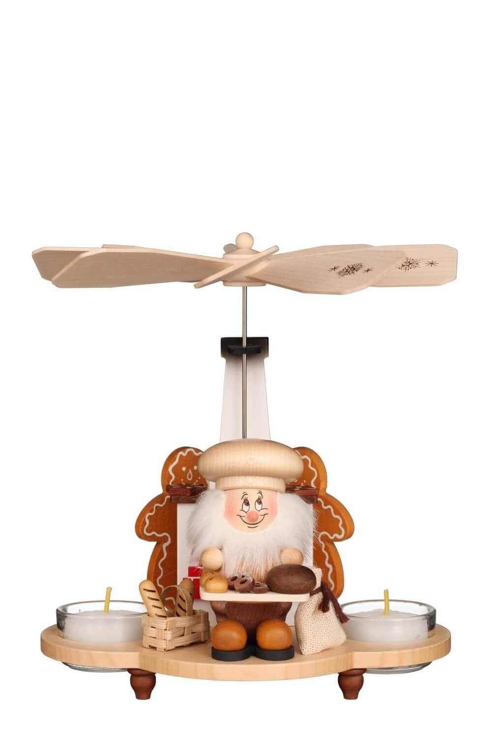 Christmas pyramid micro gnome baker, 20 cm, natural by Christian Ulbricht