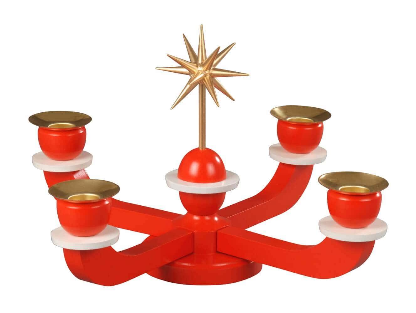 Adventsleuchter mit Weihnachtsstern, rot von Albin Preißler
