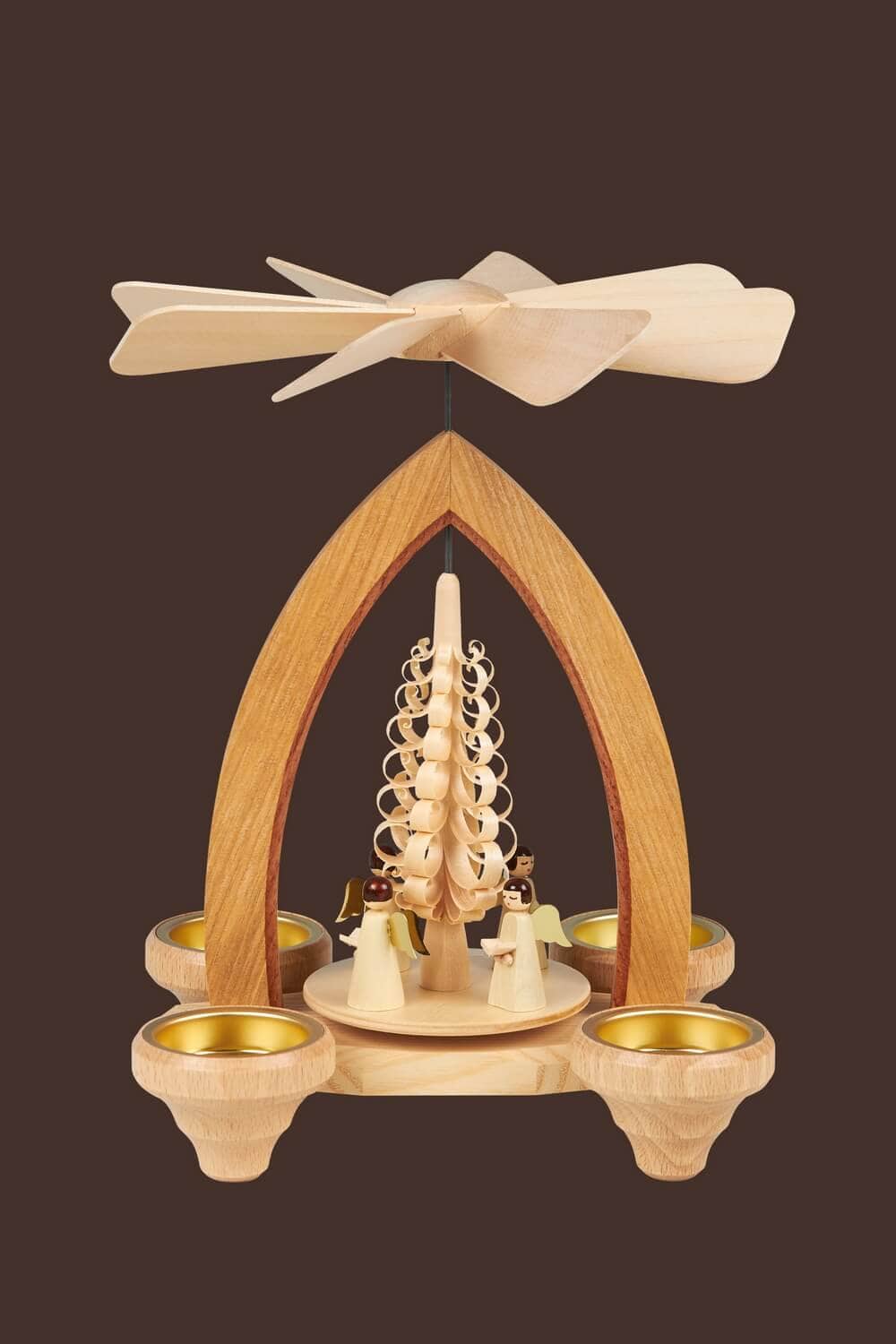 Weihnachtspyramide mit Engel, 26 cm für Teelichter von Heinz Lorenz_Bild2